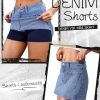 5126ljXFS0L.jpg Jean Skorts for Woman High Waisted Stretchy Denim Skirt with Shorts Mini Skirt with Pockets