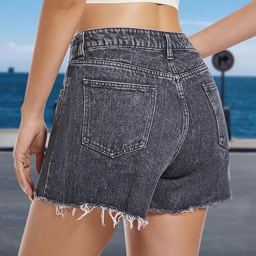512kcHVHWdL.jpg Women’s Denim Shorts Casual Summer Frayed Edges Stretchy Wide Leg Jean
