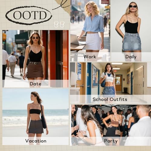 515ovUYFSL.jpg Womens Mini Cargo Skirts Y2k Denim Skirt with Pockets Low Waist Button Jean Skirts for Women