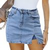516FnBqcDnL.jpg Jean Skorts for Woman High Waisted Casual Stretchy Denim Skirt Side Split Mini Skirts with Shorts Skort