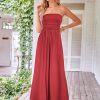 518MRCcO3EL.jpg Women Strapless Casual Loose Ruched Long Maxi Dress with Pockets