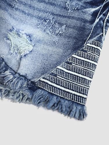 51AoXlZWKkL.jpg Jean Shorts for Women Ripped Denim Low Waist Distressed Raw Hem Skinny Stretchy Shorts