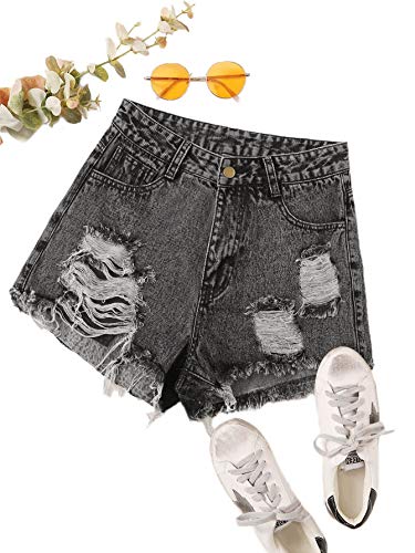 51BYmbjXORL.jpg Women's High Waisted Raw Hem Distressed Ripped Casual Denim Shorts