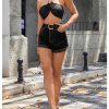 Women's Casual Roll Up Hem Jean Shorts Straight Leg High Waist Zipper Denim Shorts