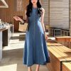 51EOwjYWWL.jpg Women's Summer Casual Sleeveless Dresses Sleeveless Denim Dress With Rounded Neckline