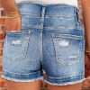 51EkP4G6kgL.jpg Women's Jean Shorts Stretchy Mid Waist Straight Leg Raw Hem Tummy Control Denim Shorts