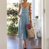 51FnRioCsiL.jpg Women's Summer Casual Button Down Denim Dress Sleeveless Slim Fit Midi A-Line Jean Dress