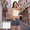 51FouwvlY2L.jpg Women’s Denim Shorts Casual Summer Frayed Edges Stretchy Wide Leg Jean