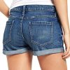Women's High Waisted Rolled Hem Distressed Jeans Ripped Denim Shorts