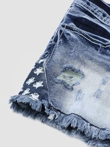 51GWc-WMZmL.jpg Jean Shorts for Women Ripped Denim Low Waist Distressed Raw Hem Skinny Stretchy Shorts