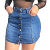 51GvyLQ7pML.jpg Women's Button Down Front Denim Short Skirt with Side Pocket