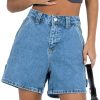 51HV9IuGvgL.jpg Womens High Waisted Boxy Denim Shorts Summer 2025 Casual Button Down Baggy Jean Shorts with Pockets