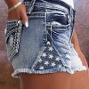 51IBUZL9d9L.jpg Jean Shorts for Women Ripped Denim Low Waist Distressed Raw Hem Skinny Stretchy Shorts