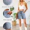 51IFbHjsaWL.jpg Women Bermuda Denim Shorts - High Waisted Baggy Denim Jorts Loose Fit Wide Leg Jean Shorts with Pockets