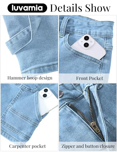 51IH4GTyi3L.jpg Jean Shorts for Women High Waisted Trendy Casual Utility Stretchy Denim Jorts Cutoff Long Shorts with Pockets