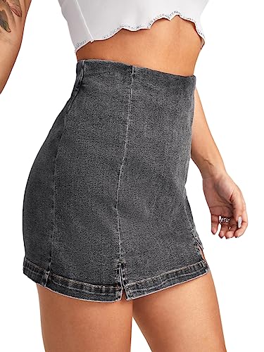 51IZbCj7F3L.jpg Women's Casual Split Hem High Waist Denim Skorts Skirt Shorts