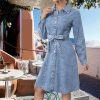 51ItKHAkWkL.jpg Women's Denim Dresses Long Sleeve Button Down Midi Jean Dress