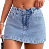 51JYAPYxxAL.jpg High Stretchy Mini Skort Skirt for Women,Low Waist Denim Skort Shorts with Pockets