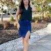 51JmdriWThL.jpg Women’s Denim Pencil Skirt High Waisted Knee Length Side Split Hem Stretch Jean Skirts for Women