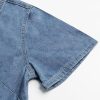 Womens Denim Dress Lapel Short Sleeve Frayed Hem Jean Dresses Oversized Button Down A Line Shirt Dress