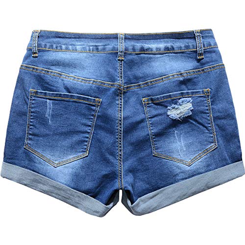 51K1CRt2IZL.jpg Women's Stretchy Denim Mid Rise Jean Shorts with Pockets…