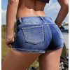 51LjcQNrnRL.jpg Women's Low Waist Stretchy Mini Jean Shorts Straight Leg Skinny Denim Shorts
