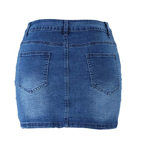 51PLzLsTaaL.jpg Women's Button Down Front Denim Short Skirt with Side Pocket