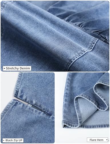 51UXIeRnQ3L.jpg Women's Sleeveless Bodycon Mini Denim Dress Boat Neck Stretchy Flare Jean Dresses