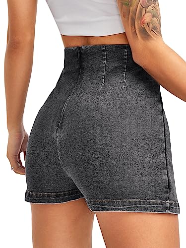 51VDdMI-C6L.jpg Women's Casual Split Hem High Waist Denim Skorts Skirt Shorts