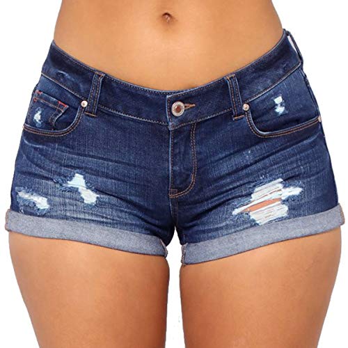 51WS6lbAOwL.jpg Women's Stretchy Denim Mid Rise Jean Shorts with Pockets…
