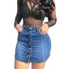 51WzOXoxFbL.jpg Women's Button Down Front Denim Short Skirt with Side Pocket