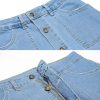 Women's Casual Mid Rise Button Down Frayed Raw Hem Denim Jean Midi Skirt