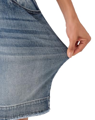 51XvjzpAUVL.jpg Women's Stretchy Wide Leg High Waisted Frayed Hem Long Jean Shorts
