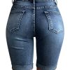 51YYsV3BvHL.jpg Womens Mid Rise Roll Cuff Bermuda Stretch Denim Jean Shorts