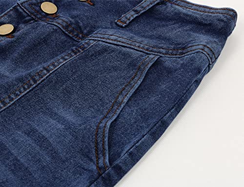 51YuXQUu37L.jpg Women's Retro Exposure Button-Fly Packaged Hip A-Line Maxi Long Denim Skirt