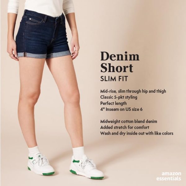 51aErx3XtVL.jpg Women's Mid-Rise Slim Fit 4" Denim Shorts