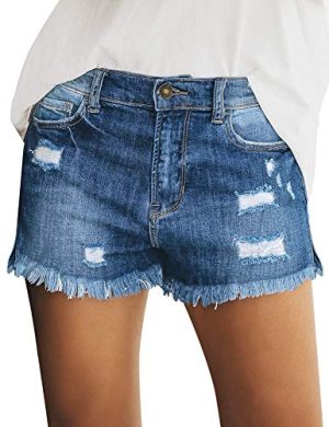Women's Casual Summer Ripped Washed Distressed Stretch Denim Jean Shorts