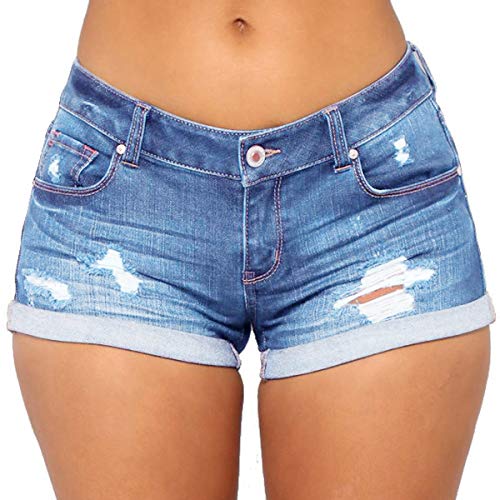 51frZlzQAL.jpg Women's Stretchy Denim Mid Rise Jean Shorts with Pockets…