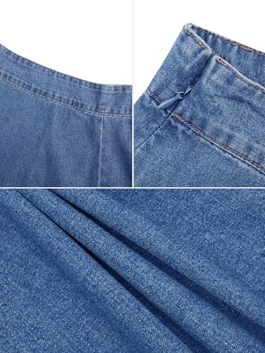 51ihyYwEWHL.jpg SDEER Women's Denim A Line Skirt Casual Stretch High Waist Flared Midi Jean Skirts