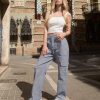 51kXObPQPoL.jpg Petite Women's Cargo Pants Baggy Y2K Jeans High Waisted Casual Stretchy Wide Leg Streetwear with 6 Pockets for Women