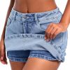 51l3MMLgl4L.jpg High Stretchy Mini Skort Skirt for Women,Low Waist Denim Skort Shorts with Pockets