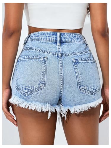 51rV6OB1IWL.jpg Women's Denim Shorts High Waisted Ripped Distressed Casual Jean Shorts with Pockets