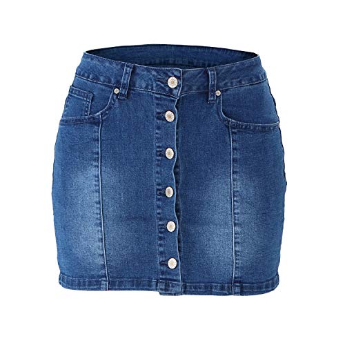 51sHzS0Hs1L.jpg Women's Button Down Front Denim Short Skirt with Side Pocket