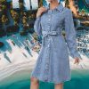 51tBye9GDqL.jpg Women's Denim Dresses Long Sleeve Button Down Midi Jean Dress