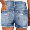 51uP2NH3wNL.jpg Women's Jean Shorts Stretchy Mid Waist Straight Leg Raw Hem Tummy Control Denim Shorts