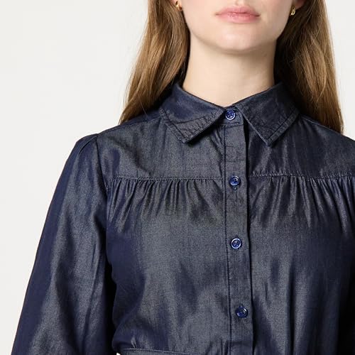 51wVEipyGWL.jpg Women's Fit and Flare Denim Chambray Long-Sleeve Tiered Shirtdress
