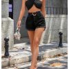 Women's Casual Roll Up Hem Jean Shorts Straight Leg High Waist Zipper Denim Shorts