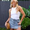 51z7-2VsjfL.jpg Jean Skorts for Woman High Waisted Casual Stretchy Denim Skirt Side Split Mini Skirts with Shorts Skort