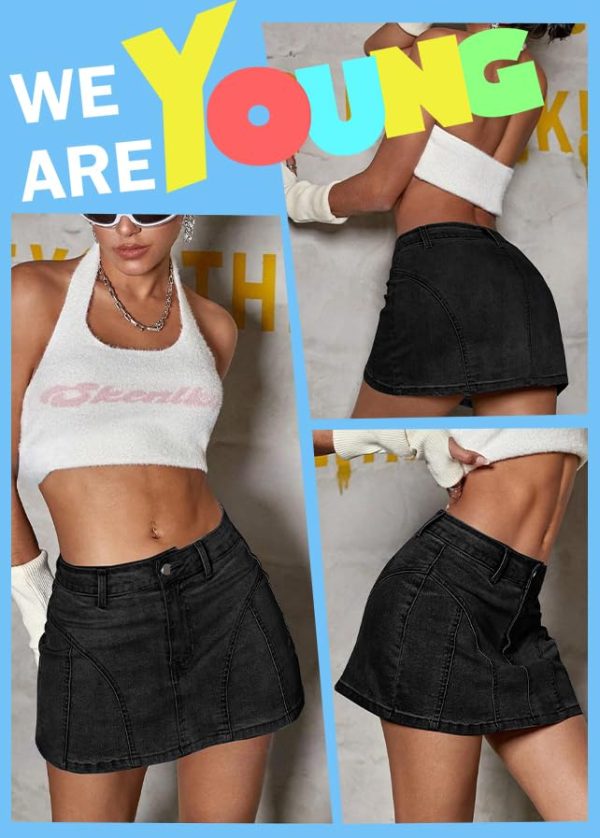 61y27X26LgL.jpg Low Waist Denim Skirt Y2k Cargo Skirt Suitable for Daily Leisure Travel Date Picnic Mini Jean Skirts for Women